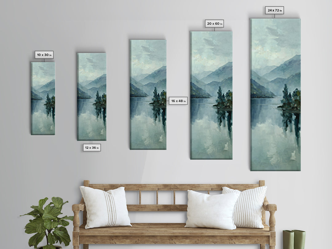 Misty Lake Scene Framed Canvas Print, Bathroom Art, Bathroom Print, Bathroom Decor, Fine Art, Spa, Minimalist Decor, BAT-1x3-69
