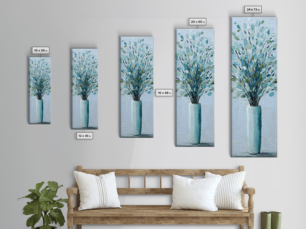 Lavender Sprigs in a Ceramic Vase Canvas Print, Bathroom Art, Digital Art, Bathroom Decor, Fine Art, Spa, Dopamine Decor, BAT-1x3-72
