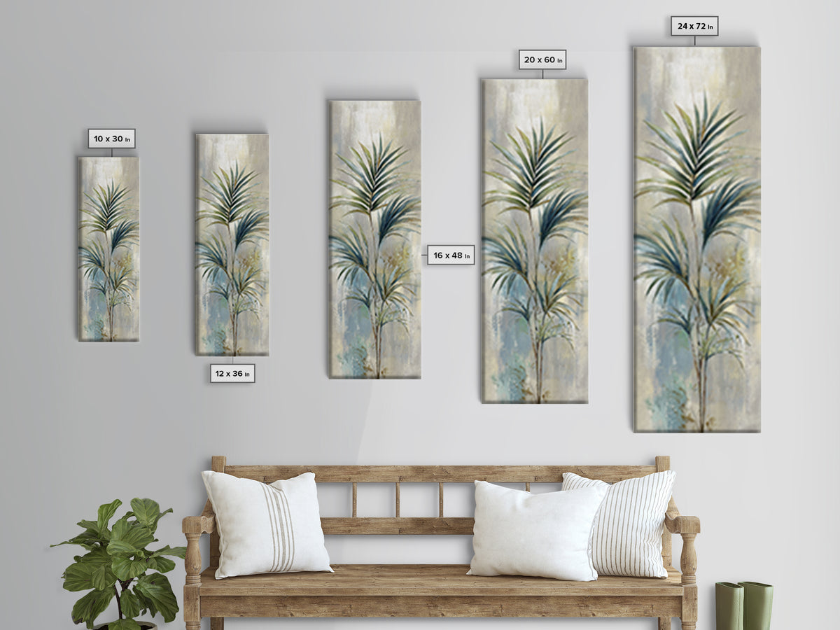 Simple Palm Frond on Off White Linen Framed Canvas Print, Bathroom Art, Bathroom Decor, Abstract Art, Spa, Modern Wall Art, BAT-1x3-83