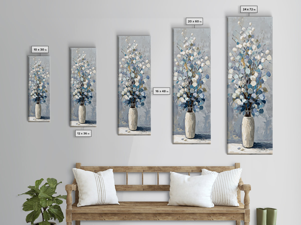 Lavender Sprigs in a Ceramic Vase Framed Canvas Print, Bathroom Art, Bathroom Wall Art, Bathroom Decor, Abstract Art, Spa, BAT-1x3-96