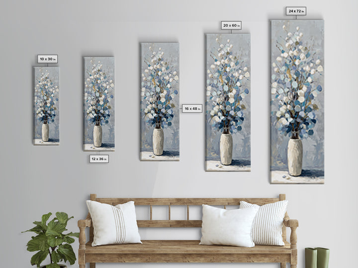 Lavender Sprigs in a Ceramic Vase Framed Canvas Print, Bathroom Art, Bathroom Wall Art, Bathroom Decor, Abstract Art, Spa, BAT-1x3-96