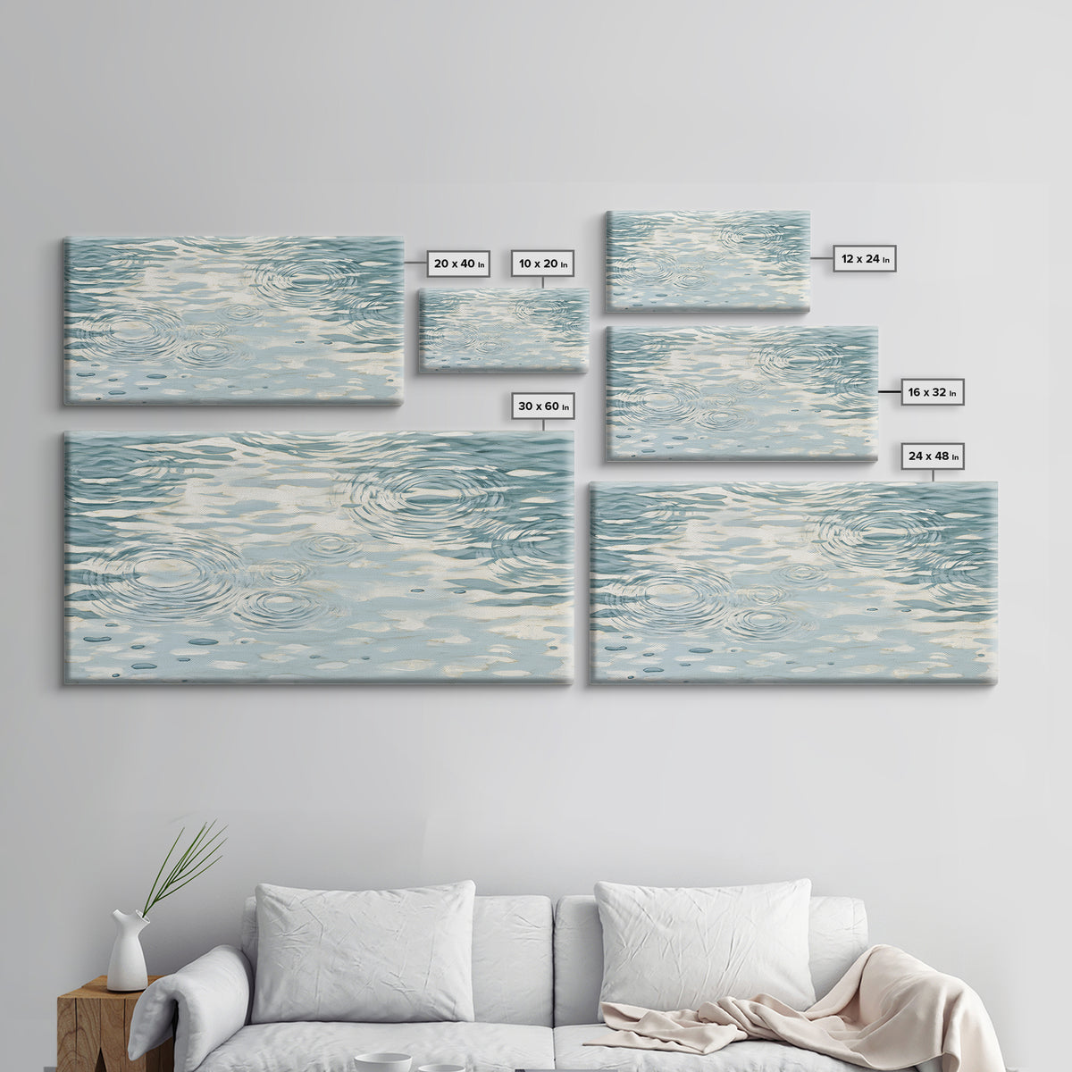 Abstract Water Ripples Framed Canvas Print, Bathroom Art, Art Print, Bathroom Decor, Fine Art, Spa, Custom Pet Portrait, BAT-2x1-1