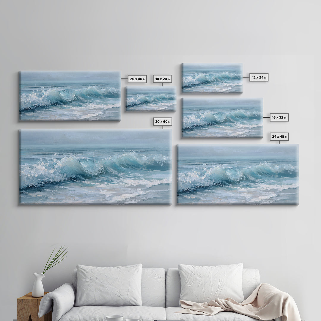 Calming Blue Ocean Wave Study Canvas Print, Bathroom Art, Luxury Decor, Bathroom Decor, Fine Art, Spa, Digital Wall Art, BAT-2x1-21