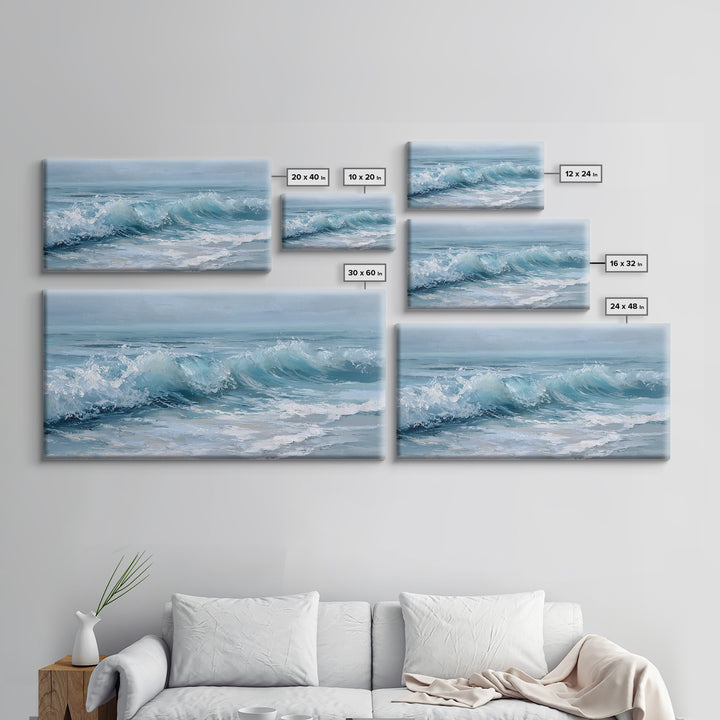 Calming Blue Ocean Wave Study Canvas Print, Bathroom Art, Luxury Decor, Bathroom Decor, Fine Art, Spa, Digital Wall Art, BAT-2x1-21