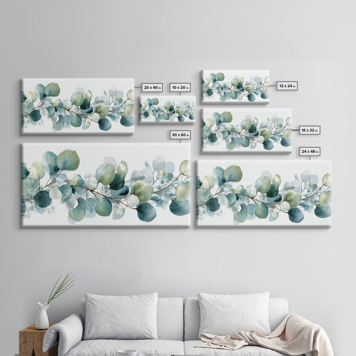 Spa Eucalyptus Branch Canvas Print, Bathroom Art, Wall Decor, Bathroom Decor, Fine Art, Spa, Contemporary Art, Wall Art, BAT-2x1-22