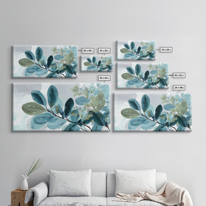 Tropical Leaf Silhouette Framed Canvas Print, Bathroom Art, Fine Art Print, Bathroom Decor, Watercolor Art, Spa, Poster, BAT-2x1-34