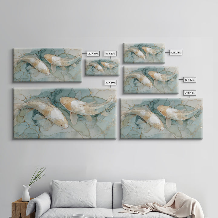 Minimal Koi Fish Swimming Through Clear Water Canvas Print, Bathroom Art, Boho Decor, Bathroom Decor, Fine Art, Spa, Printable, BAT-2x1-4