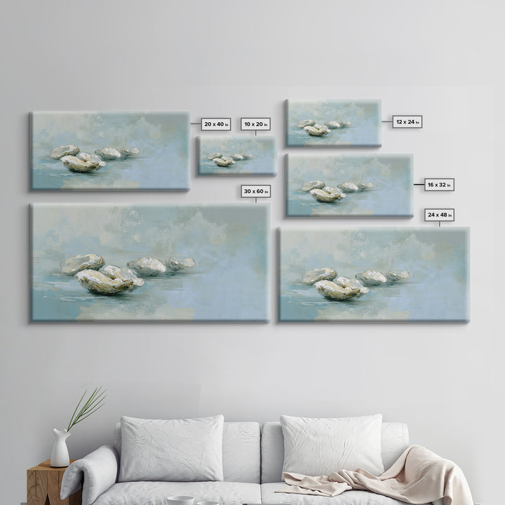 Oyster Shell Study Framed Canvas Print, Bathroom Art, Gallery Decor, Bathroom Decor, Fine Art, Spa, Minimalist Decor, BAT-2x1-42
