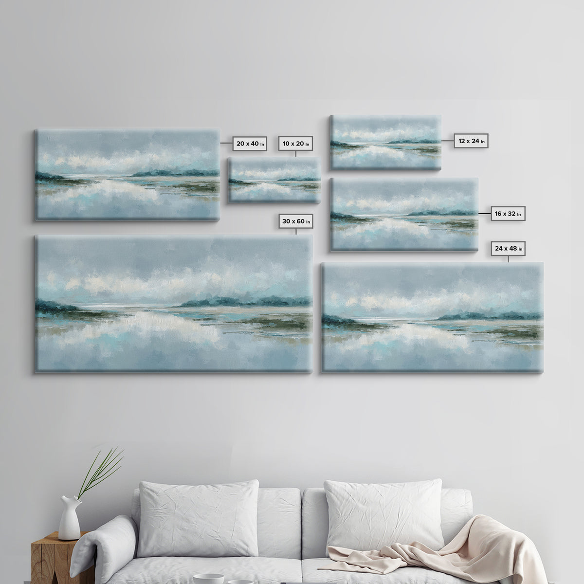 Misty Lake Scene Canvas Print, Bathroom Art, Home Decor, Bathroom Decor, Fine Art, Spa, Canvas Wall Art, Digital Print, BAT-2x1-53
