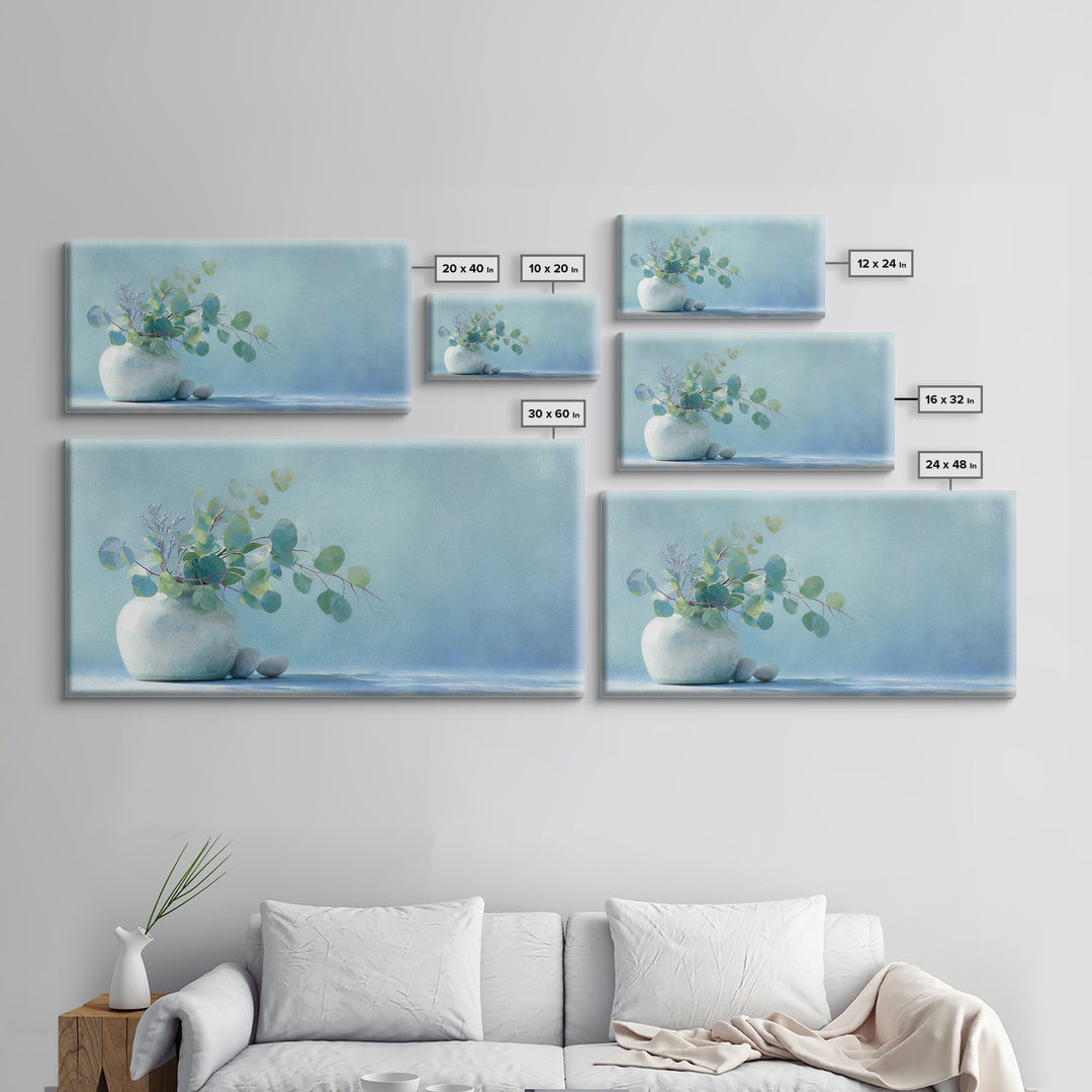 Lavender Sprigs in a Ceramic Vase Framed Canvas Print, Bathroom Art, Printable, Bathroom Decor, Fine Art, Spa, Bathroom Prints, BAT-2x1-56