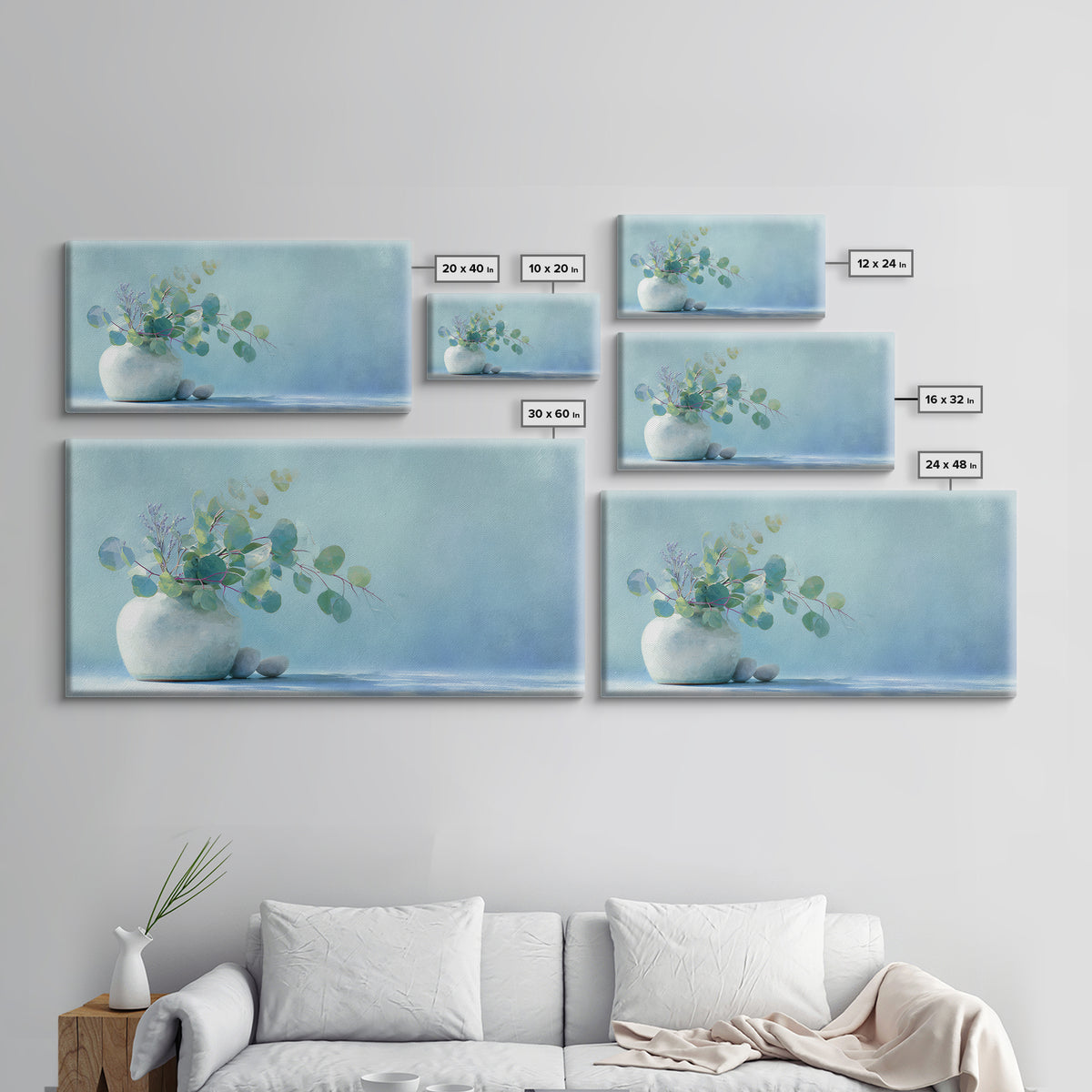 Lavender Sprigs in a Ceramic Vase Framed Canvas Print, Bathroom Art, Printable, Bathroom Decor, Fine Art, Spa, Bathroom Prints, BAT-2x1-56