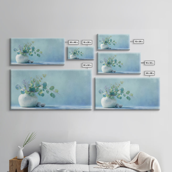 Lavender Sprigs in a Ceramic Vase Framed Canvas Print, Bathroom Art, Printable, Bathroom Decor, Fine Art, Spa, Bathroom Prints, BAT-2x1-56