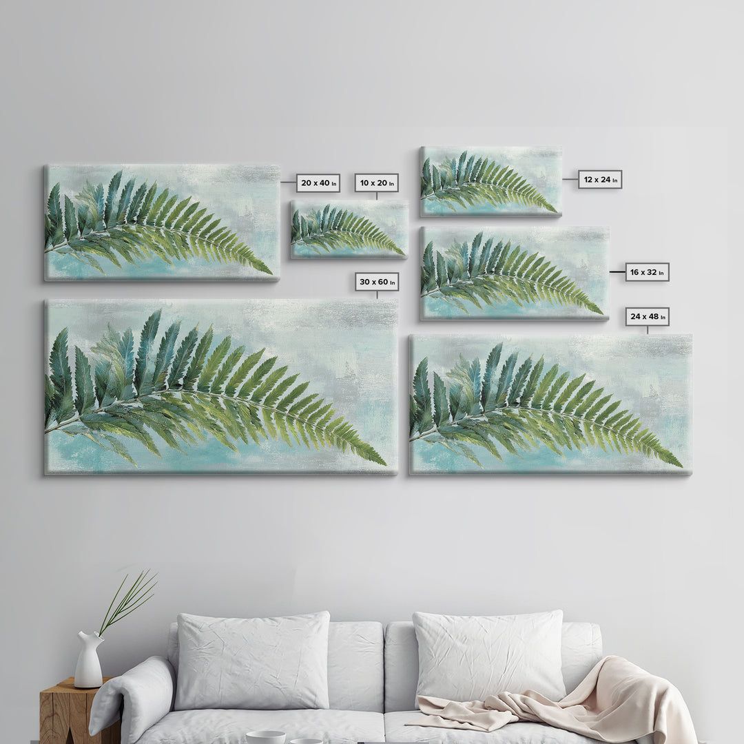 Green Fern Frond Closeup Framed Canvas Print, Bathroom Art, Modern Decor, Bathroom Decor, Fine Art, Spa, Home Decor, Poster, BAT-2x1-6