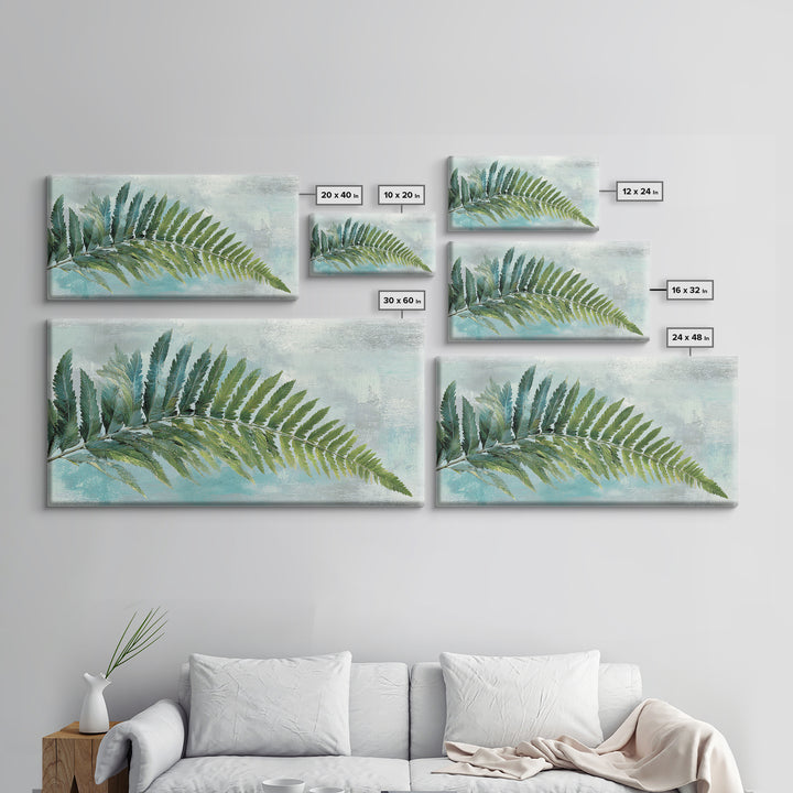 Green Fern Frond Closeup Framed Canvas Print, Bathroom Art, Modern Decor, Bathroom Decor, Fine Art, Spa, Home Decor, Poster, BAT-2x1-6