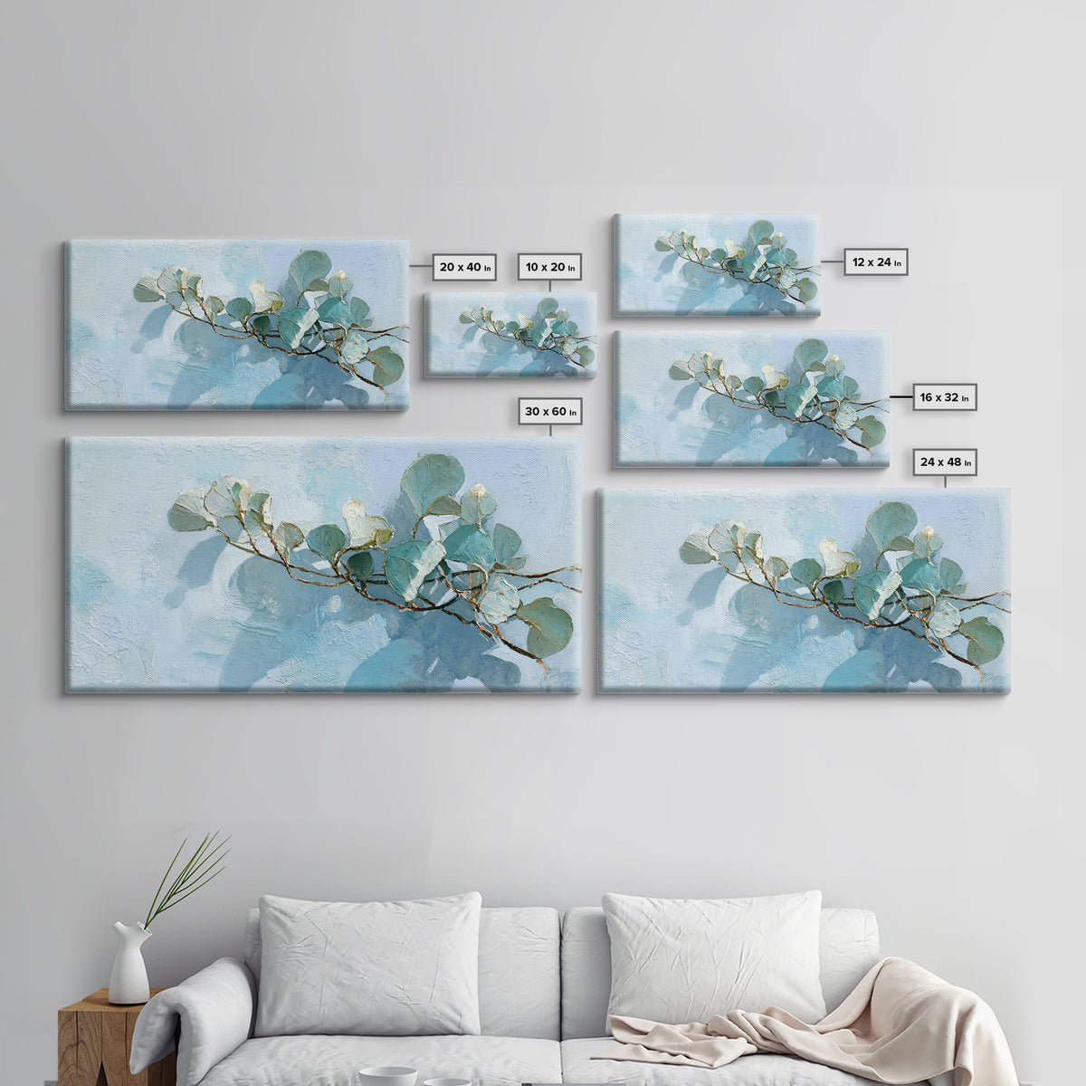 Sunlit Window Plant Shadow on Plaster Canvas Print, Bathroom Art, Statement Artwork, Bathroom Decor, Oil Painting, Spa, BAT-2x1-62