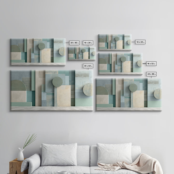 Clean Geometric Forms Framed Canvas Print, Bathroom Art, Minimalist Decor, Bathroom Decor, Fine Art, Spa, Wall Hanging, BAT-2x1-65