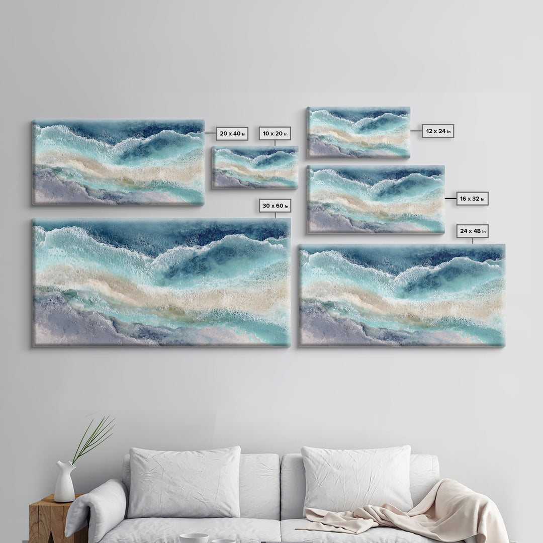 Calming Blue Ocean Wave Study Canvas Print, Bathroom Art, Printable Wall Art, Bathroom Decor, Spa, Bathroom Wall Decor, BAT-2x1-69