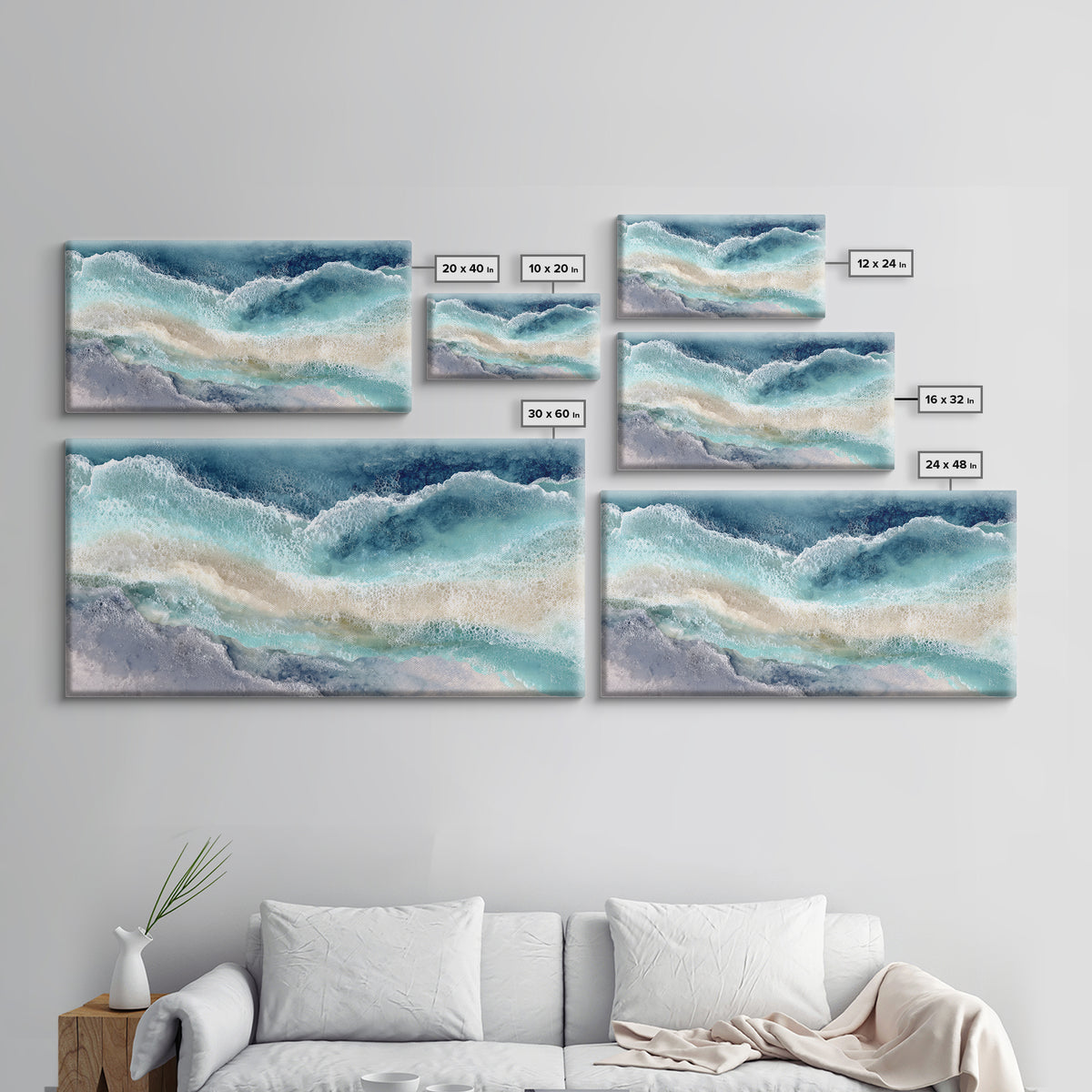 Calming Blue Ocean Wave Study Canvas Print, Bathroom Art, Printable Wall Art, Bathroom Decor, Spa, Bathroom Wall Decor, BAT-2x1-69