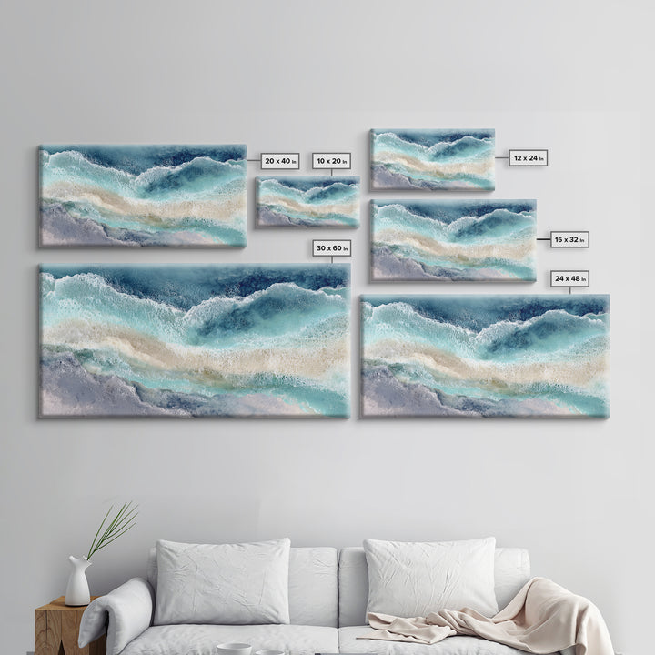 Calming Blue Ocean Wave Study Canvas Print, Bathroom Art, Printable Wall Art, Bathroom Decor, Spa, Bathroom Wall Decor, BAT-2x1-69