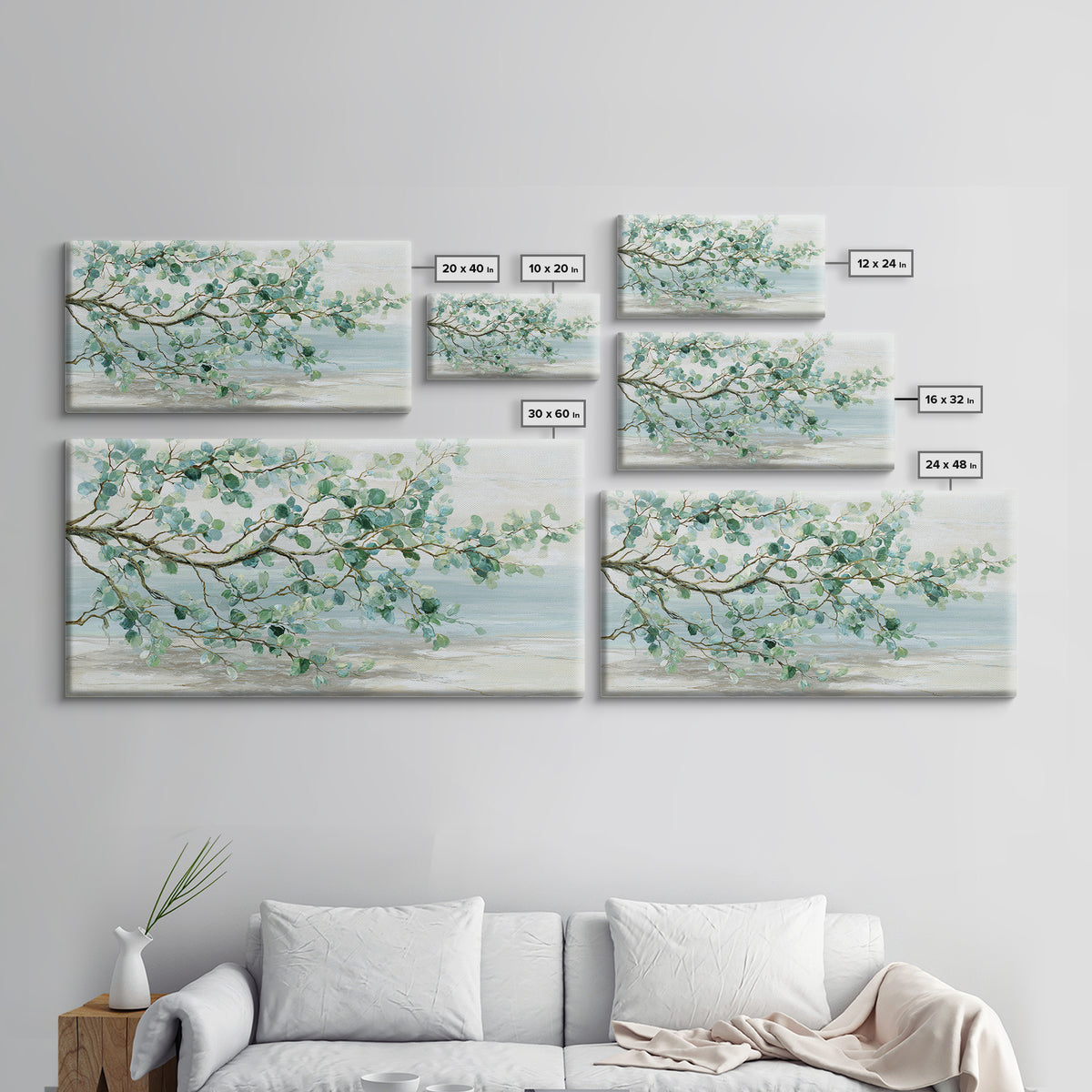 Spa Eucalyptus Branch Canvas Print, Bathroom Art, Minimalist Decor, Bathroom Decor, Oil Painting, Spa, Wall Hanging, BAT-2x1-70