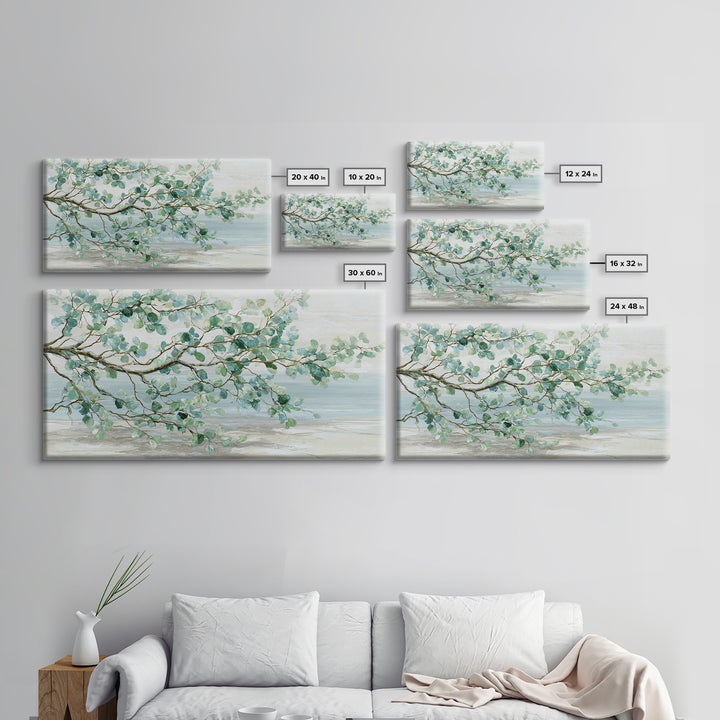 Spa Eucalyptus Branch Canvas Print, Bathroom Art, Minimalist Decor, Bathroom Decor, Oil Painting, Spa, Wall Hanging, BAT-2x1-70