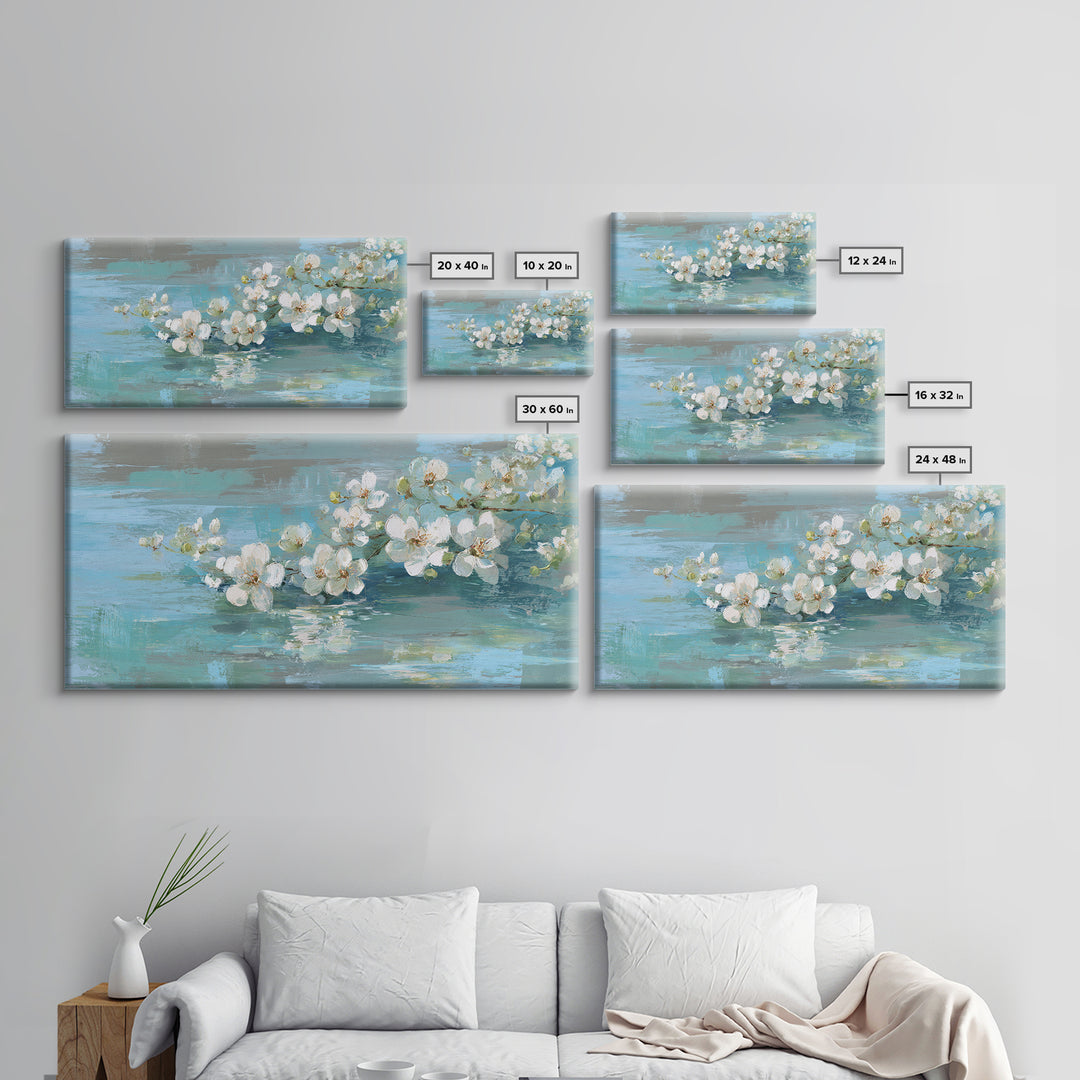 White Orchid on Warm Stone Background Framed Canvas Print, Bathroom Art, Custom Pet Portrait, Bathroom Decor, Fine Art, Spa, BAT-2x1-72
