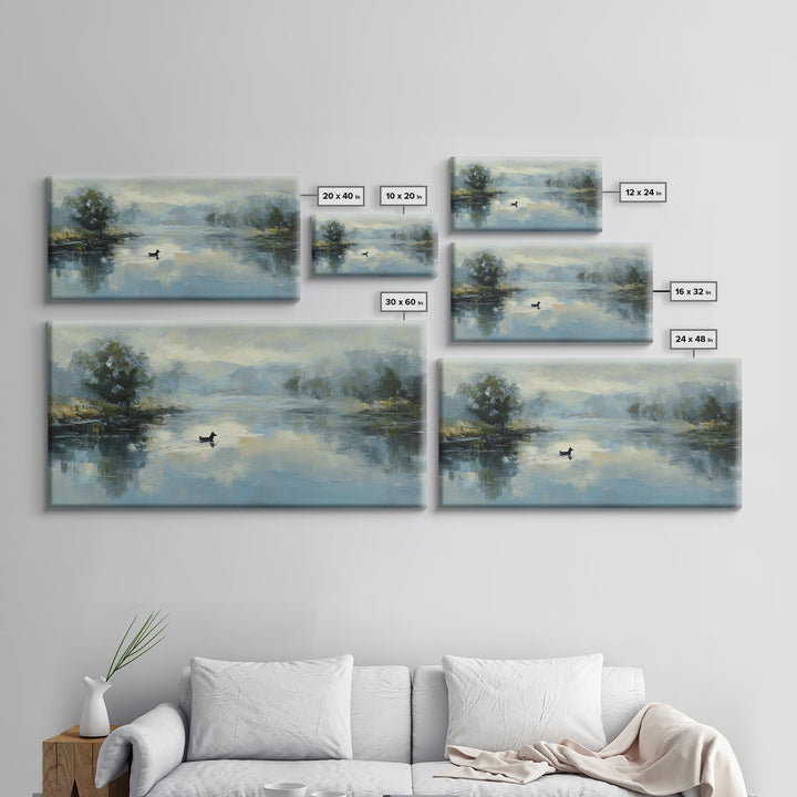 Misty Lake Scene Canvas Print, Bathroom Art, Home Decor, Bathroom Decor, Fine Art, Spa, Canvas Wall Art, Digital Print, BAT-2x1-77