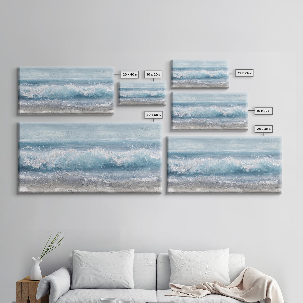 Calming Blue Ocean Wave Study Canvas Print, Bathroom Art, Printable Wall Art, Bathroom Decor, Spa, Bathroom Wall Decor, BAT-2x1-93