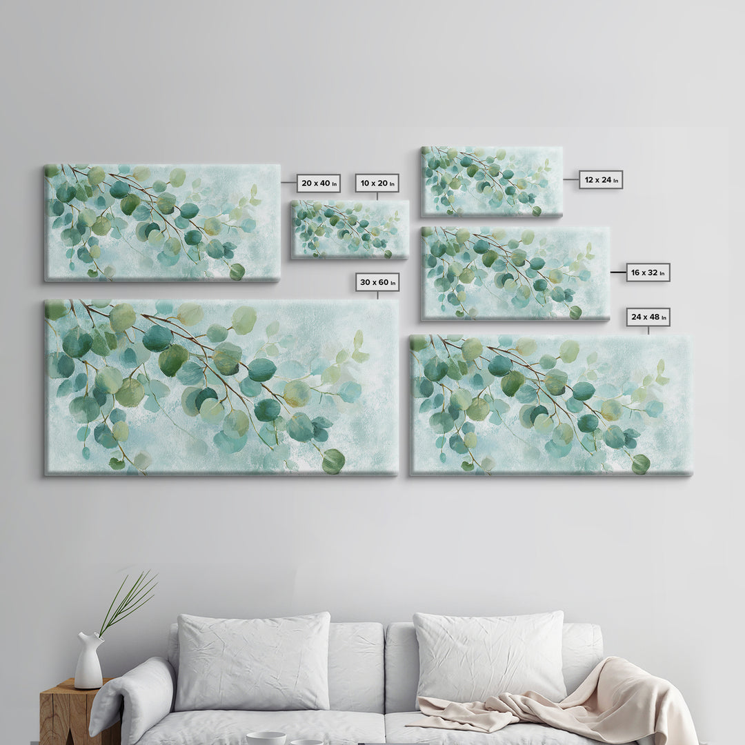 Spa Eucalyptus Branch Canvas Print, Bathroom Art, Minimalist Decor, Bathroom Decor, Oil Painting, Spa, Wall Hanging, BAT-2x1-94