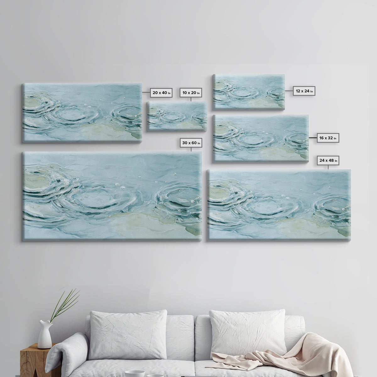 Abstract Water Ripples Framed Canvas Print, Bathroom Art, Digital Wall Art, Bathroom Decor, Abstract Art, Spa, Unique Wall Art, BAT-2x1-97