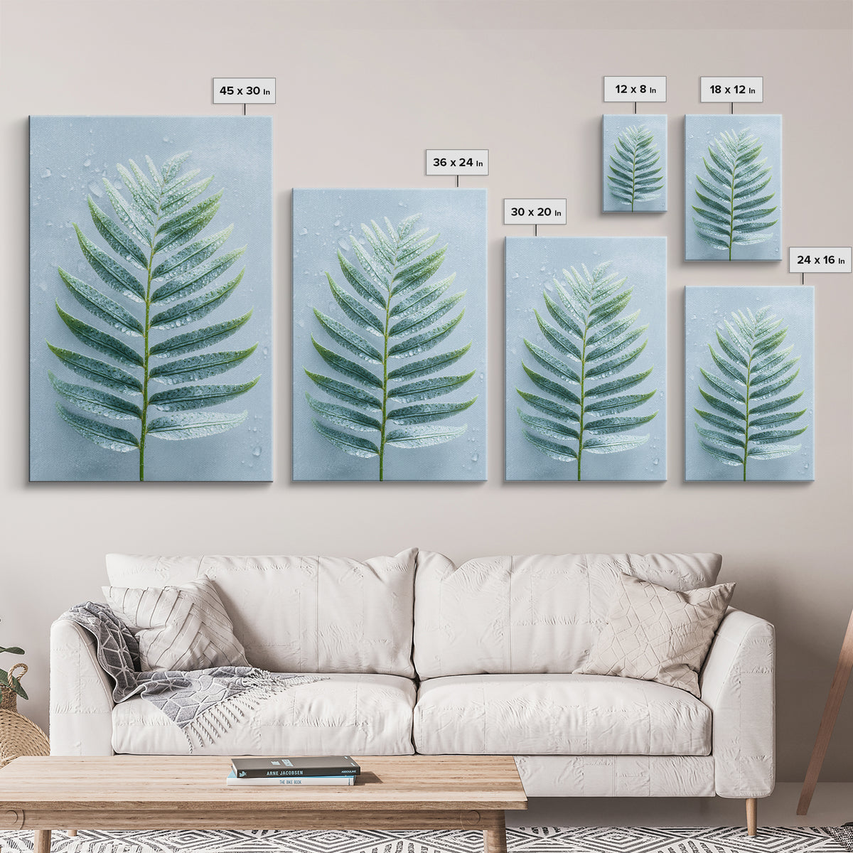 Green Fern Frond Closeup Framed Canvas Print, Bathroom Art, Fine Art Print, Bathroom Decor, Watercolor Art, Spa, Poster, BAT-2x3-18
