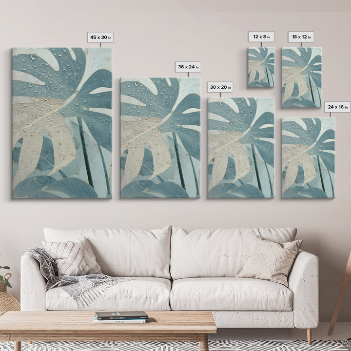 Tropical Leaf Silhouette Framed Canvas Print, Bathroom Art, Statement Artwork, Bathroom Decor, Fine Art, Spa, Digital Art, BAT-2x3-22