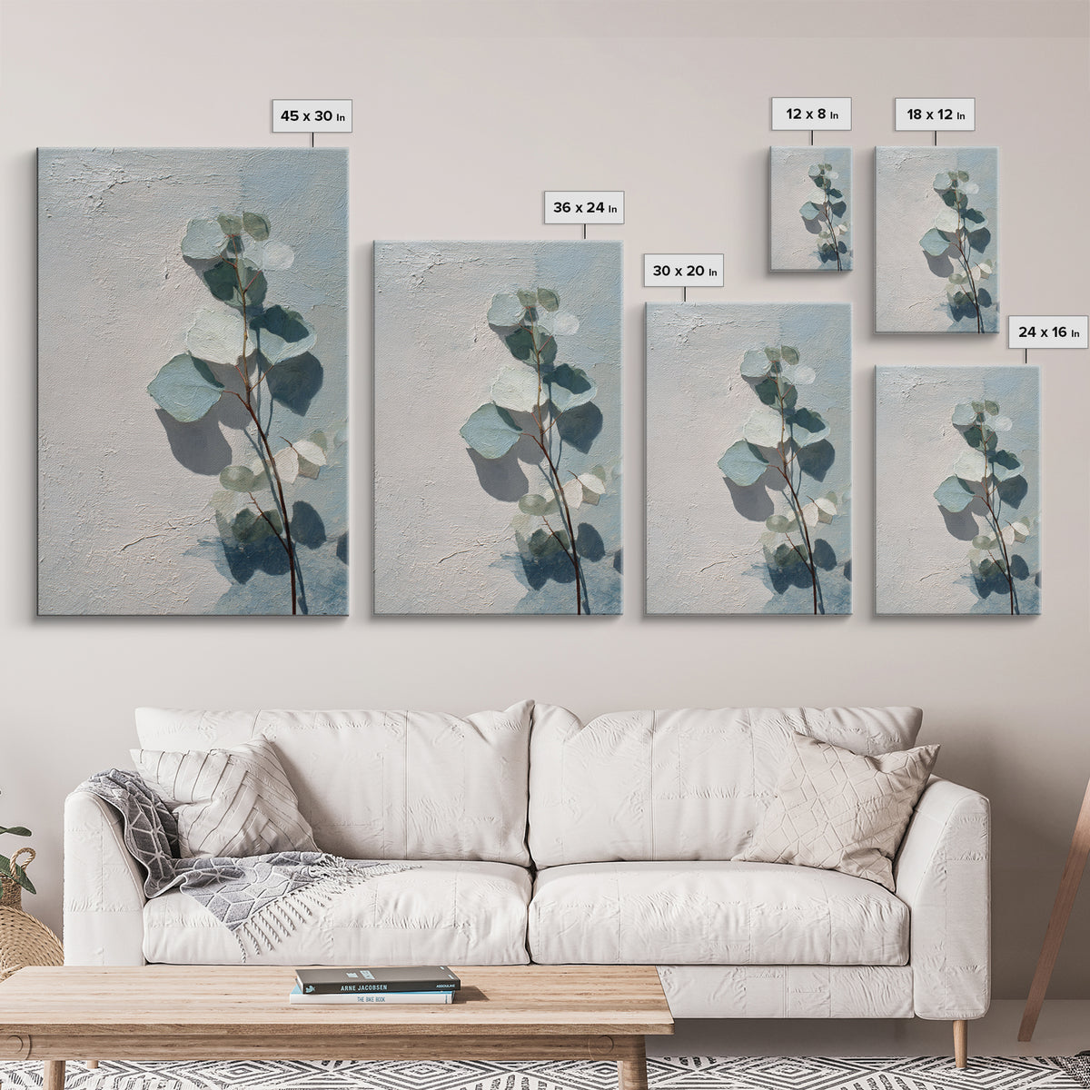Sunlit Window Plant Shadow on Plaster Framed Canvas Print, Bathroom Art, Gallery Decor, Bathroom Decor, Abstract Art, Spa, BAT-2x3-26