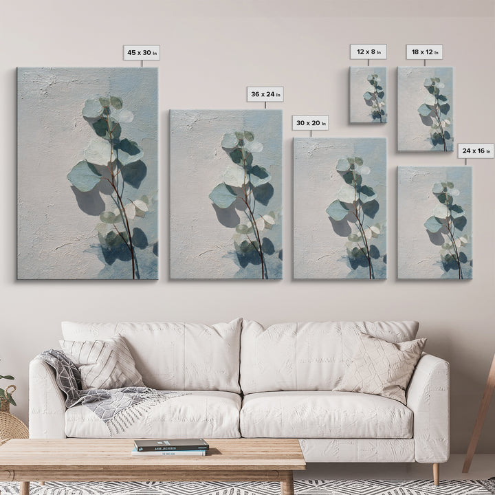 Sunlit Window Plant Shadow on Plaster Framed Canvas Print, Bathroom Art, Gallery Decor, Bathroom Decor, Abstract Art, Spa, BAT-2x3-26