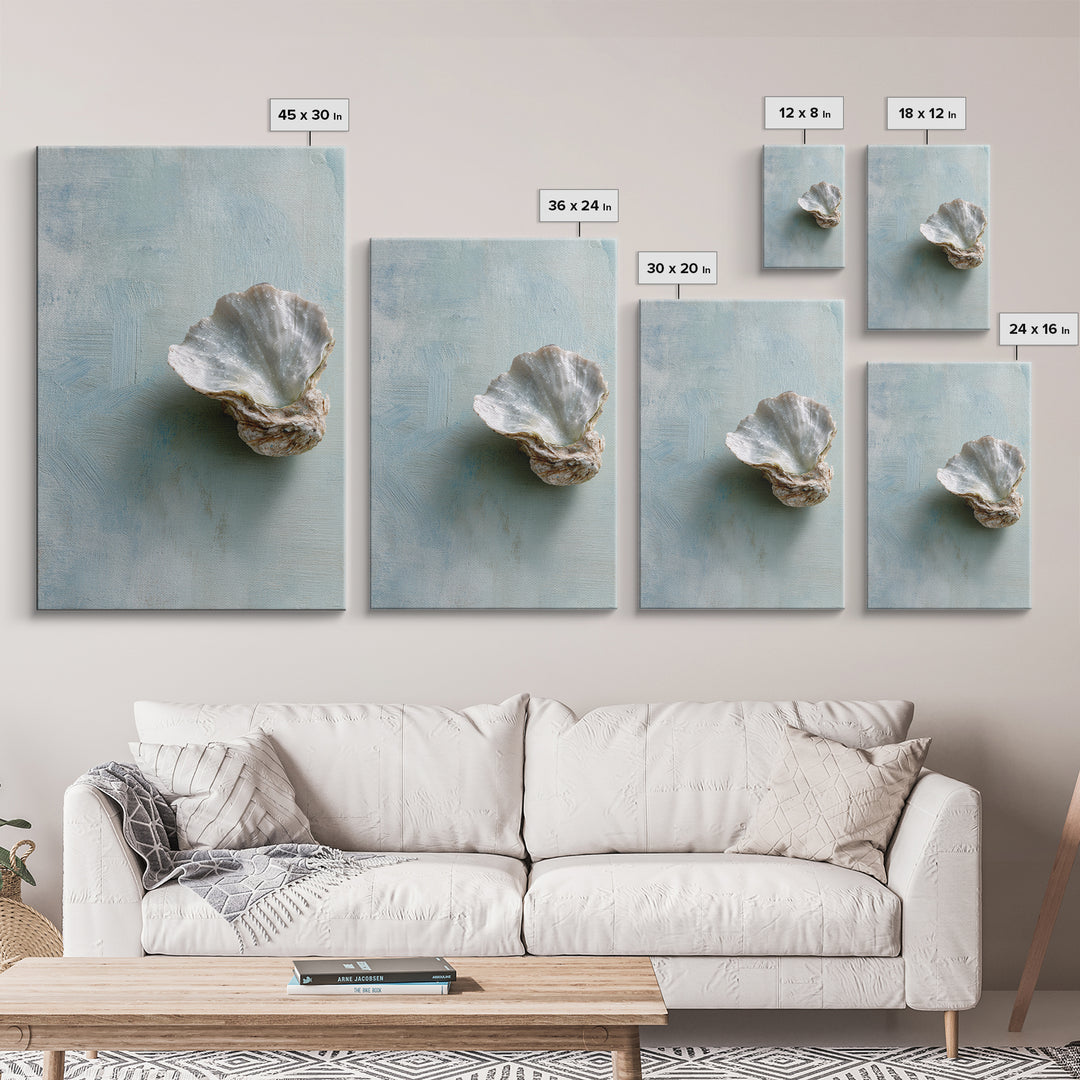 Oyster Shell Study Framed Canvas Print, Bathroom Art, Wall Decor, Bathroom Decor, Fine Art, Spa, Contemporary Art, Wall Art, BAT-2x3-30
