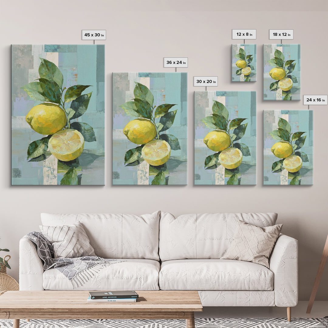 Lemon and Botanical Still Life Framed Canvas Print, Bathroom Art, Art Print, Bathroom Decor, Fine Art, Spa, Custom Pet Portrait, BAT-2x3-38