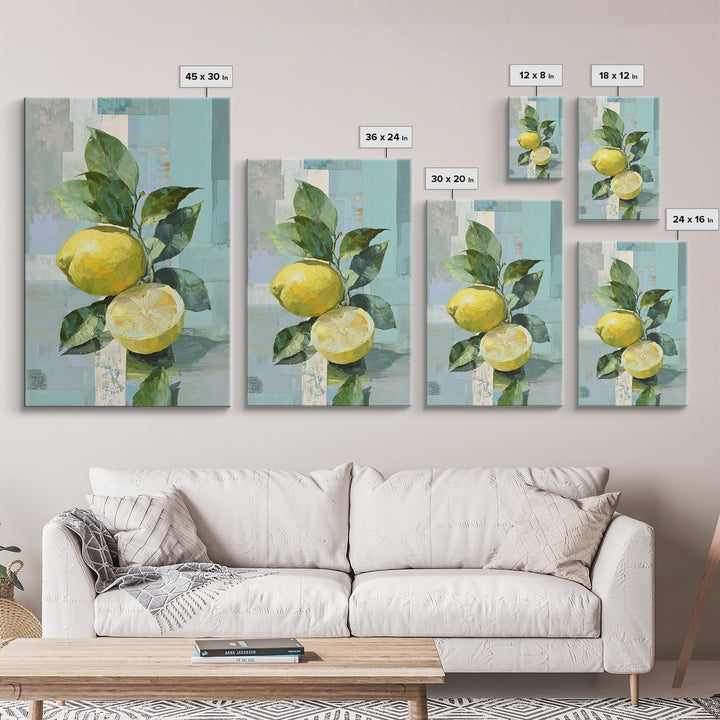 Lemon and Botanical Still Life Framed Canvas Print, Bathroom Art, Art Print, Bathroom Decor, Fine Art, Spa, Custom Pet Portrait, BAT-2x3-38