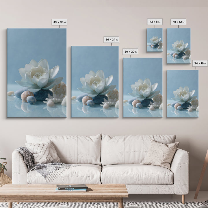 Lotus Flower Floating on Calm Water Framed Canvas Print, Bathroom Art, Funny Bathroom Art, Bathroom Decor, Watercolor Art, Spa, BAT-2x3-4