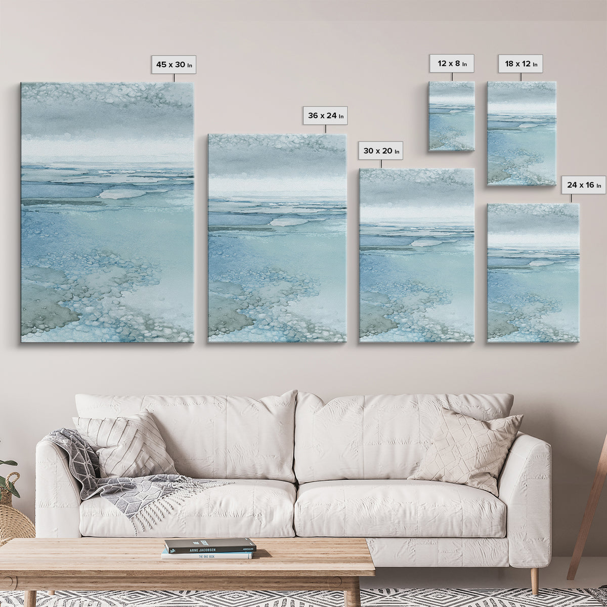 Misty Lake Scene Framed Canvas Print, Bathroom Art, Textured Painting, Bathroom Decor, Fine Art, Spa, Bathroom Wall Art, BAT-2x3-41