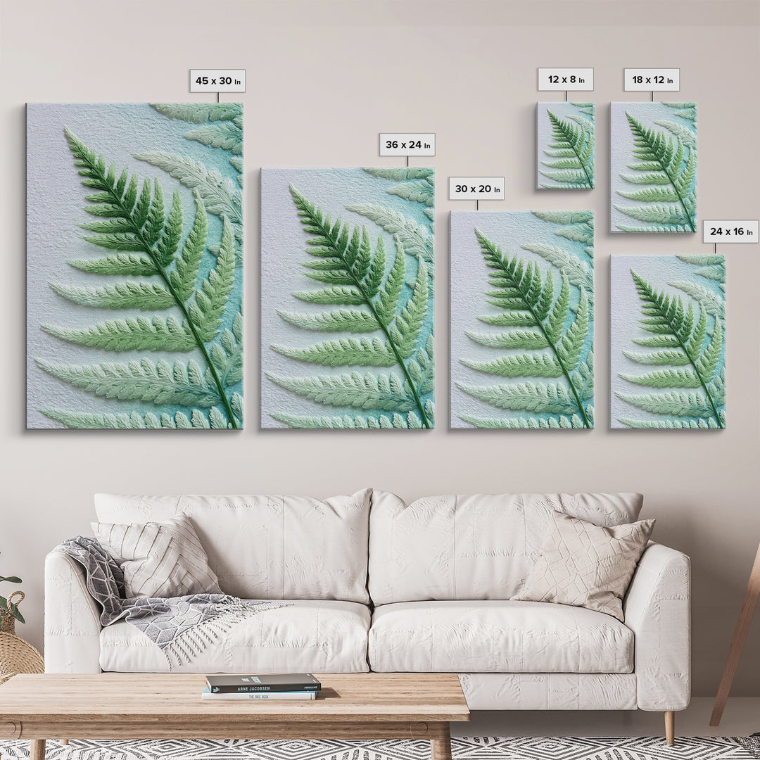 Green Fern Frond Closeup Framed Canvas Print, Bathroom Art, Fine Art Print, Bathroom Decor, Watercolor Art, Spa, Poster, BAT-2x3-42