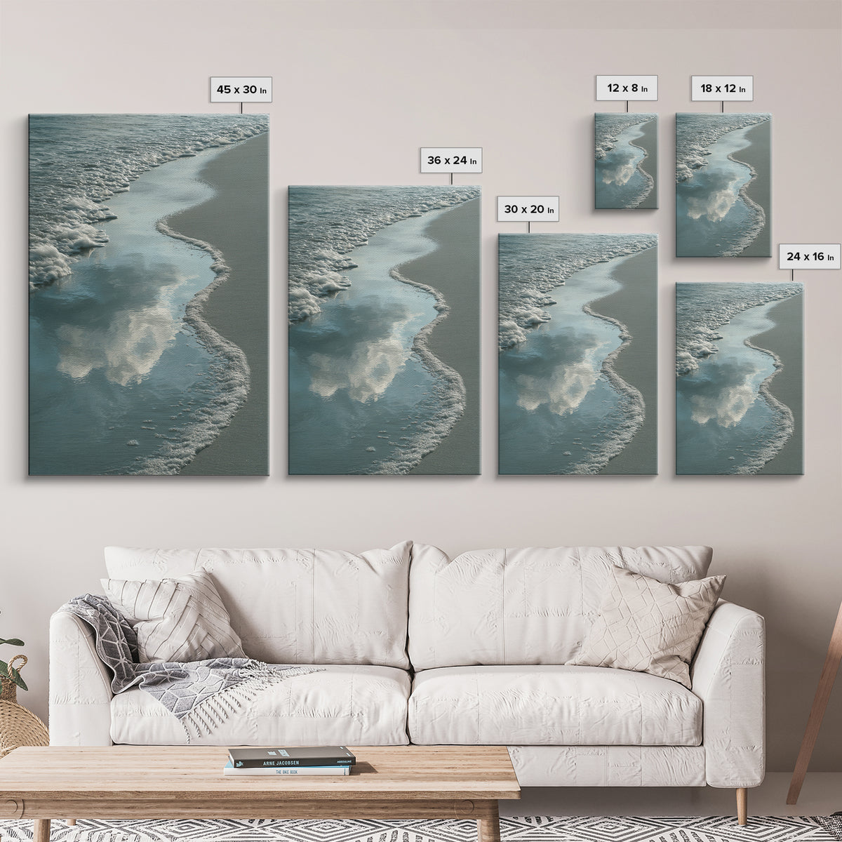 Soft Cloud and Rain Composition Framed Canvas Print, Bathroom Art, Trendy Wall Art, Bathroom Decor, Oil Painting, Spa, BAT-2x3-51