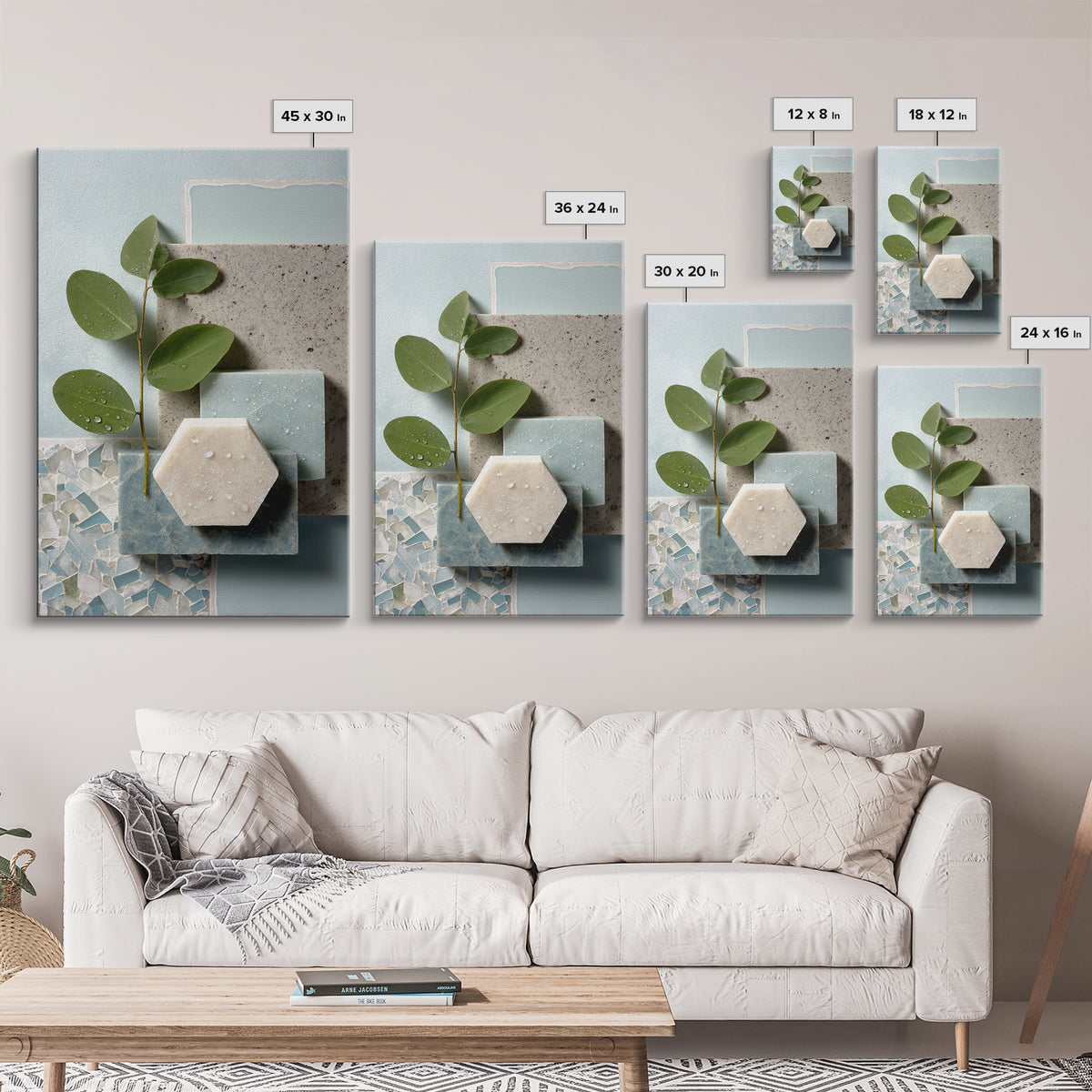 Clean Geometric Forms Framed Canvas Print, Bathroom Art, Contemporary Art, Bathroom Decor, Abstract Art, Spa, Framed Wall Art, BAT-2x3-53