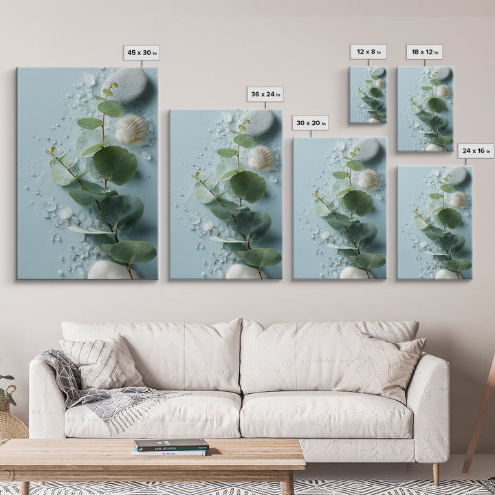 Spa Eucalyptus Branch Canvas Print, Bathroom Art, Contemporary Art, Bathroom Decor, Spa, Framed Wall Art, Dog Portrait, BAT-2x3-58