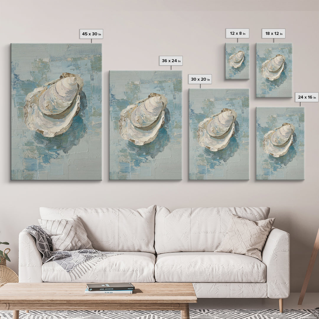 Oyster Shell Study Framed Canvas Print, Bathroom Art, Wall Decor, Bathroom Decor, Fine Art, Spa, Contemporary Art, Wall Art, BAT-2x3-6