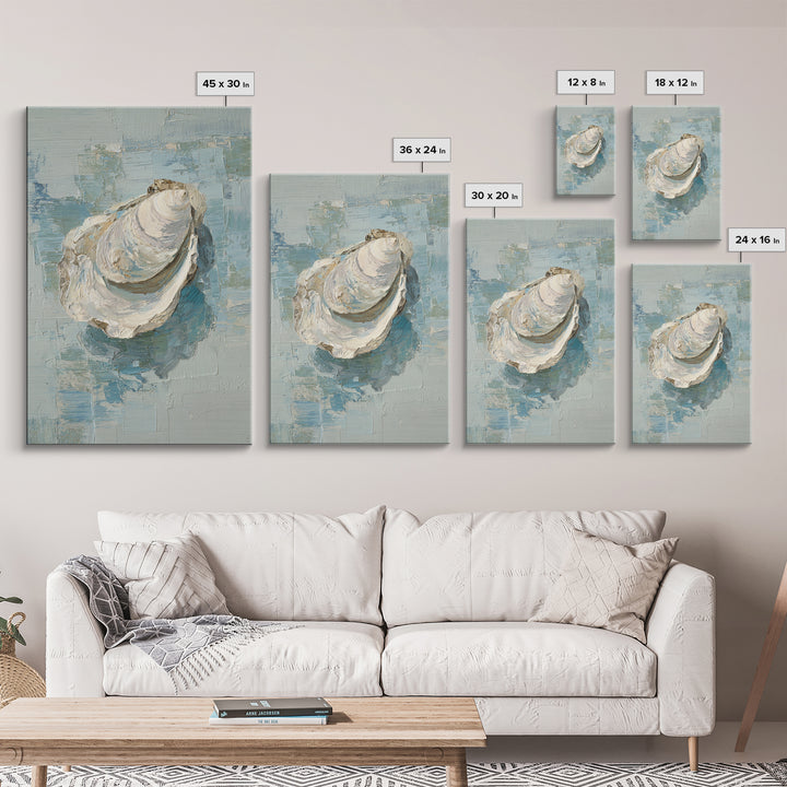 Oyster Shell Study Framed Canvas Print, Bathroom Art, Wall Decor, Bathroom Decor, Fine Art, Spa, Contemporary Art, Wall Art, BAT-2x3-6