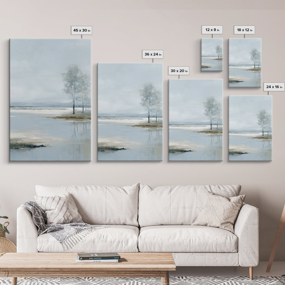 Misty Lake Scene Canvas Print, Bathroom Art, Poster, Bathroom Decor, Oil Painting, Spa, Digital Print, Dopamine Decor, BAT-2x3-65