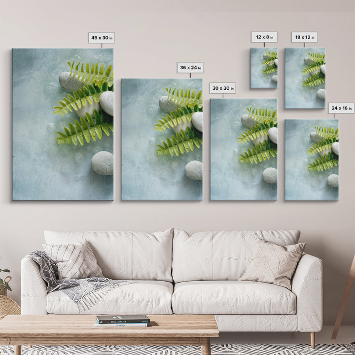 Green Fern Frond Closeup Canvas Print, Bathroom Art, Room Decor, Bathroom Decor, Oil Painting, Spa, Custom Pet Portrait, BAT-2x3-66