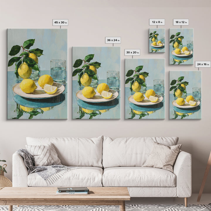 Lemon and Botanical Still Life Canvas Print, Bathroom Art, Wall Art, Bathroom Decor, Spa, Dog Portrait, Canvas Wall Art, BAT-2x3-86