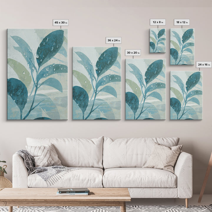 Tropical Leaf Silhouette Framed Canvas Print, Bathroom Art, Poster, Bathroom Decor, Watercolor Art, Spa, Digital Print, BAT-2x3-94