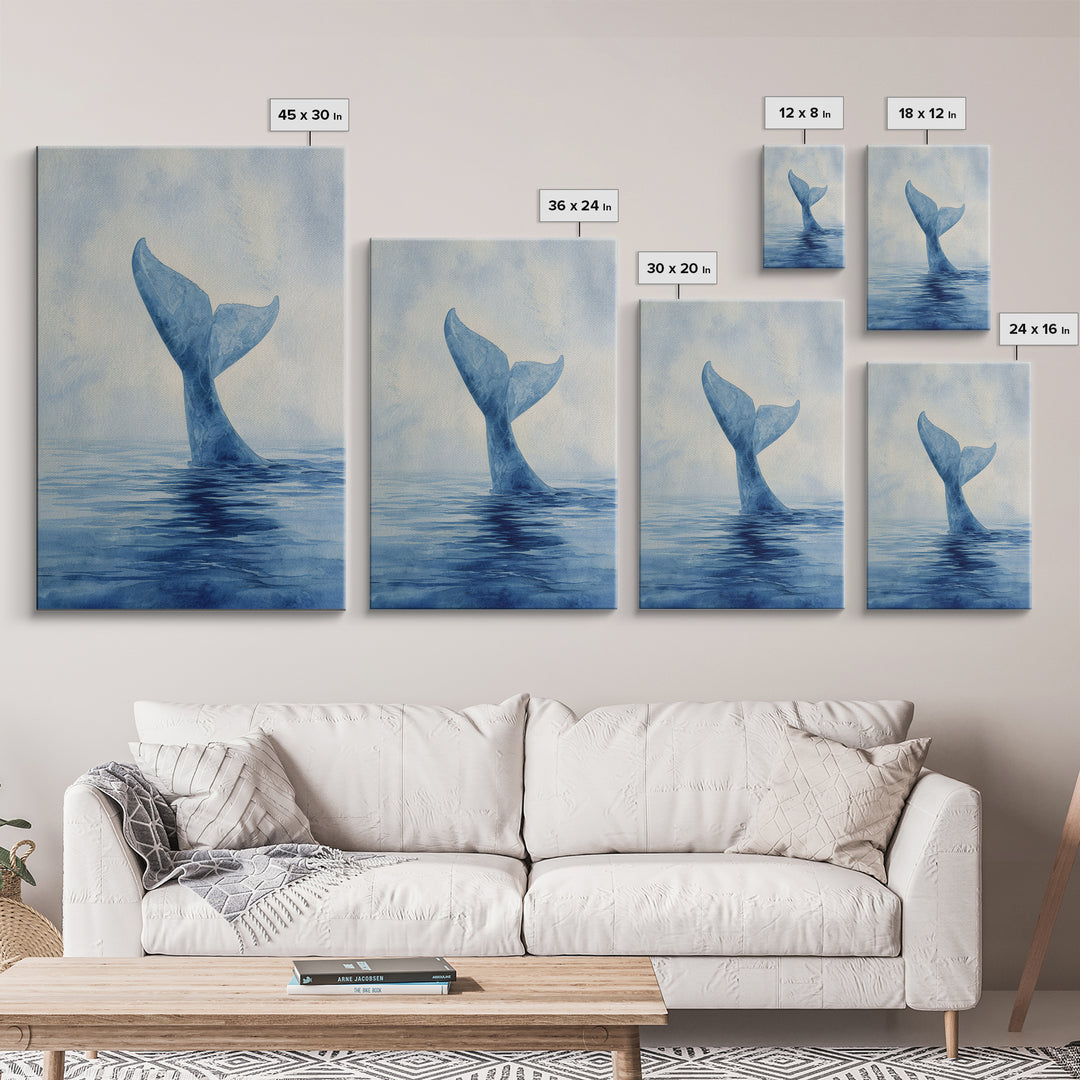 Watercolor Whale Tail Canvas Print, Bathroom Art, Digital Wall Art, Bathroom Decor, Spa, Unique Wall Art, Modern Wall Art, BAT-2x3-95
